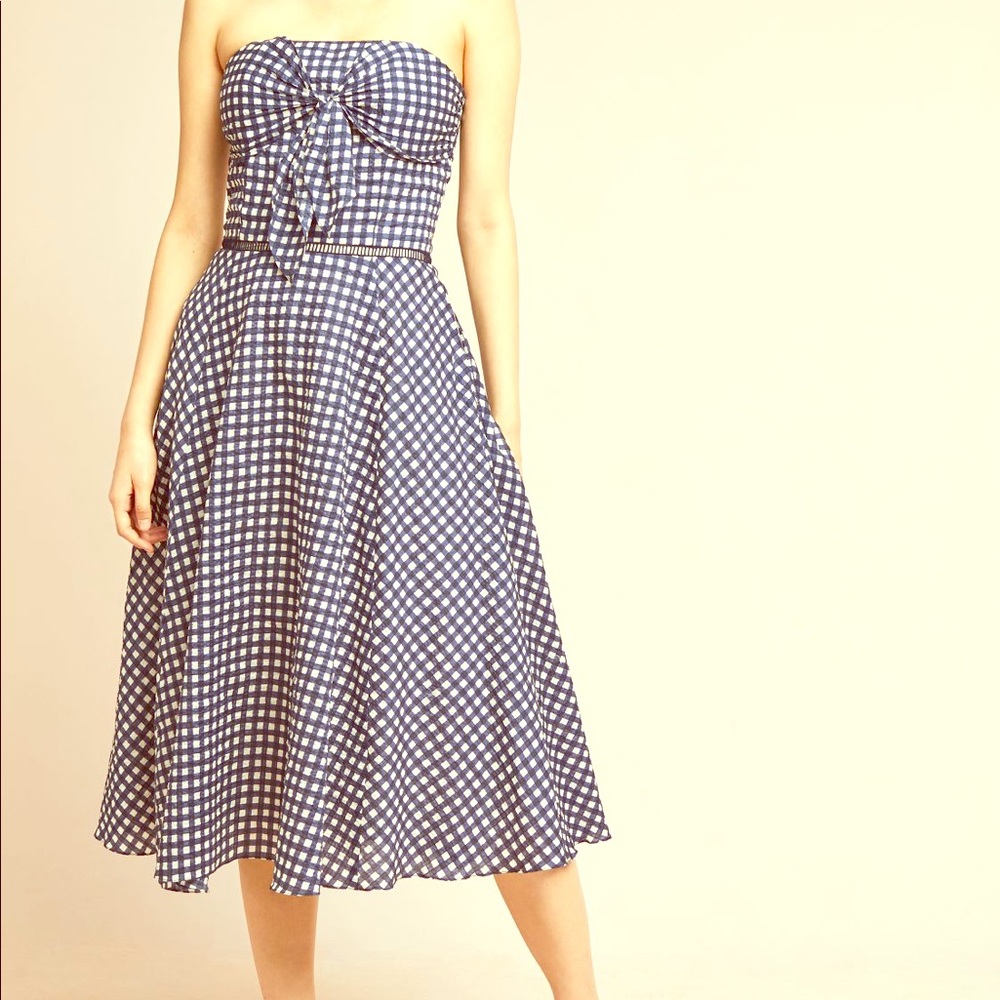 Anthropologie Shoshanna Bowed Gingham dress